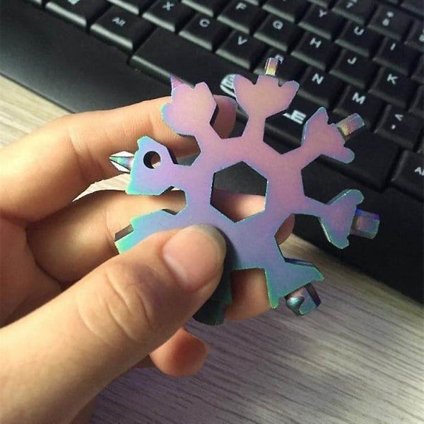 18-i-1 Snöflinga Multiverktyg, Rostfritt Stål Handy Snowflake Skiftnyckel (2-pack, Silver)