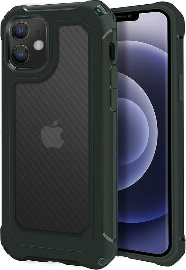 Compatible with iPhone 12 Case, 4 Corners Shockproof and Anti-Fingerprint Matte Slim Case for iPhone 12 Pro 6.1 inch (2020)-Dark Green[DB]