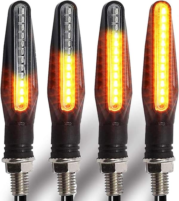 Motorcycle Turn Signals with Flowing Amber Light - 4 pcs