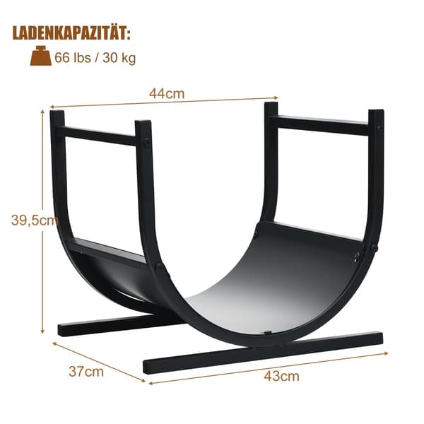 U-shaped metal log rack, 43x37x39.5 cm, black