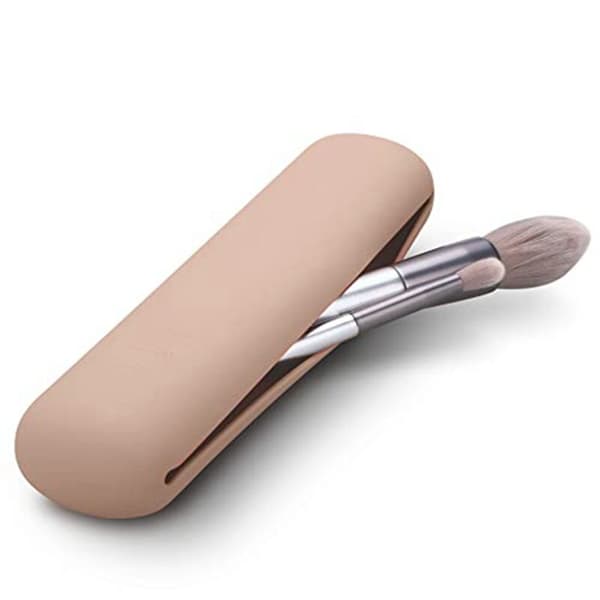 Make-up børste rejsetaske, magnetisk silikone etui til bærbare kosmetiske børster til pink