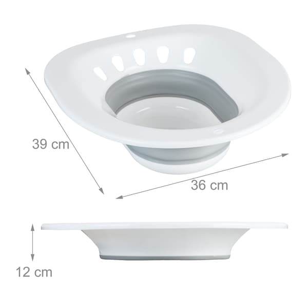 Sammenklappeligt siddebadekar til toilettet