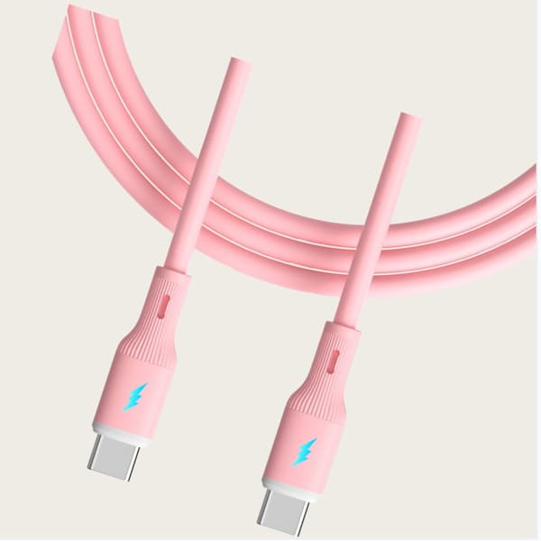 66W USB-C til USB-C hurtigladekabel - Silikon, 100cm - For hurtiglading og dataoverføring Rosa Rosa Pink Pink