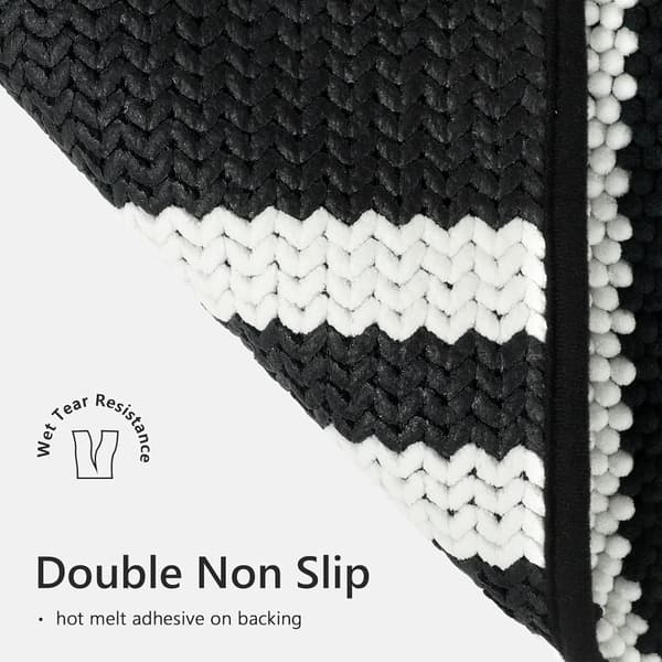Super Soft Absorbent Plush Bathroom Mat 40x60 Machine Washable Black-FY-