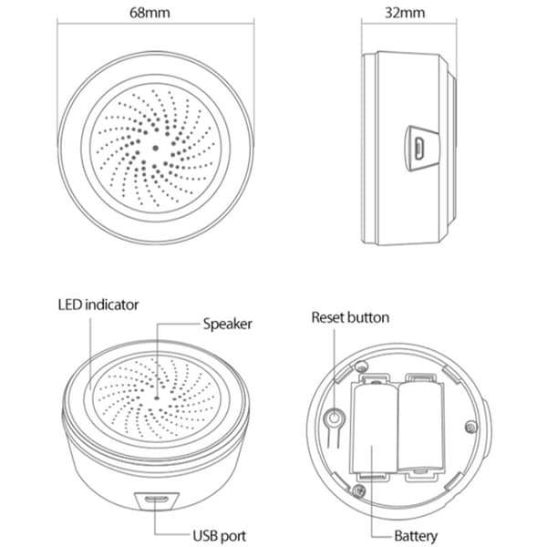 ZigBee NEO 90DB lyd- og lyssensor innebygd sirenealarmsensor Tuya Smart Life