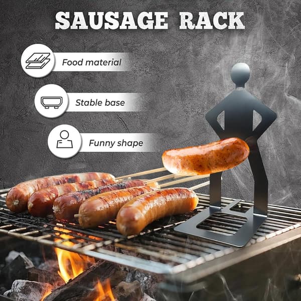 4 sjove BBQ-tilbehør Pølsestativholder Bærbart grillstativ i rustfrit stål