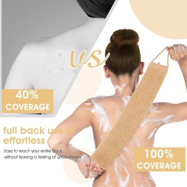 Practical and Beautiful Bath and Shower Body Brush with Handle Natural Exfoliating Hemp Back Scrubber