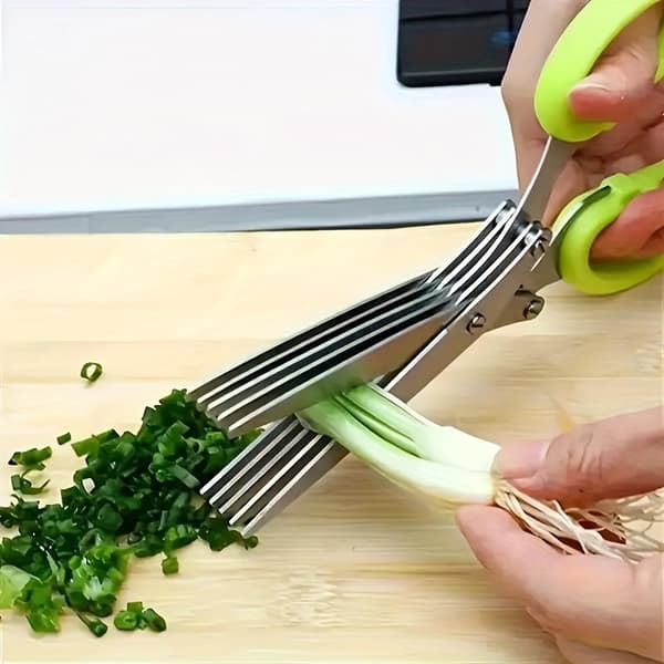 3-Layer Stainless Steel Kitchen Shears, Multifunctional Onion and Herb Cutter