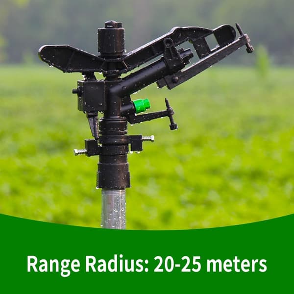 Impact Nozzle Rotating Garden Sprinkler Adjustable Rotation Angle Coverage 1 Inch Internal Thread Sprinkler for Garden Lawn