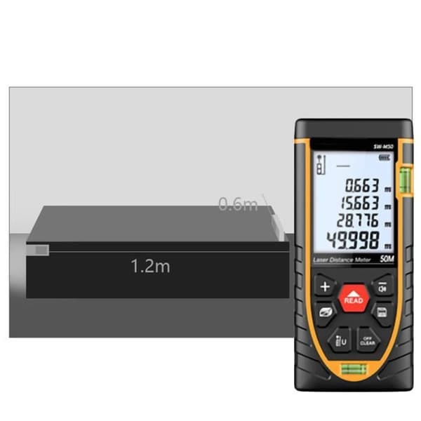 50m Laser Distance Meter - Measuring Tool with Dual Bubble Level - Portable Digital Laser Rangefinder