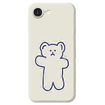Compatible Case for iPhone 16e, Simple Bear Pattern, Straight Edge, TPU Back (Beige)
