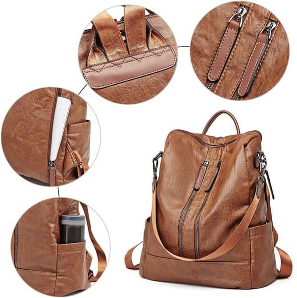 Leather Shoulder Bag Backpack for Women with Large Capacity Texture