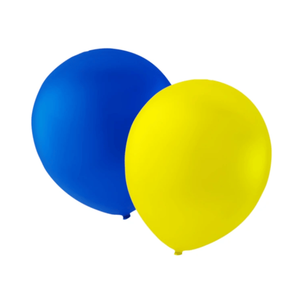 Ilmapallot, 100 kpl, keltainen ja sininen - 18 \"