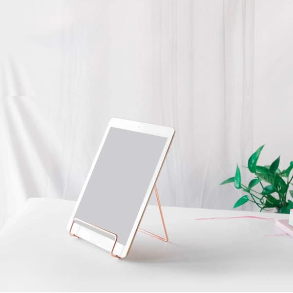 Metal Bookends, Adjustable Reading Stand for Cookbooks Foldable Tablet Creative Geometric Storage Shelf