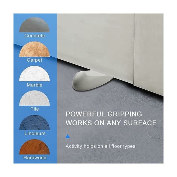 Gummidørstopper Gulvdørstopper Gummidørstopper Skridsikker til Beton, Tæppe, Fliser, Linoleum & Hårdttræ (Grå)