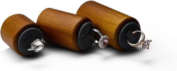 3-pack Solida Trä Ringhållare Elegant Ringförvaringsdisplay för Sovrum, Butiker och Smyckesmontrar