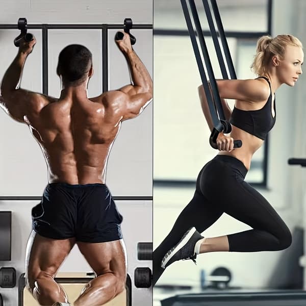 Et par multifunktionelle træningsgreb, 45° krog til pull-ups Et par sorte greb A pair of black grips