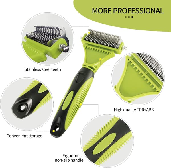 1 pc (Green) Pet Grooming Dematting Comb Tool Kit Double Teeth