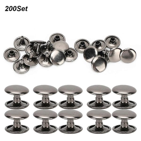12x10mm Black 200 Sets Double Cap Rivet Round Stud Iron Jeans Button L