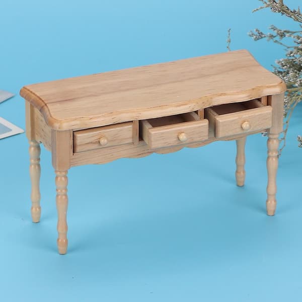 Miniature møbelmodel Træskrivebord til 1:12 Dukkehus Stue Tilbehør