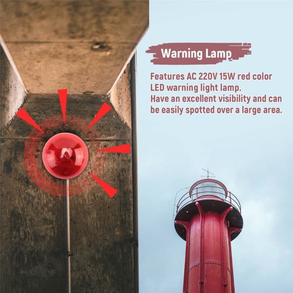 AC 220V 15W Red Industrial Fire Tower Signal Flash Warning Light