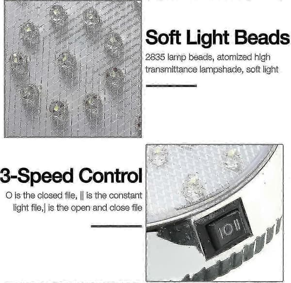 12V 46 LED spotlight for RV, 2 pcs caravan ceiling dome light with on/off switch