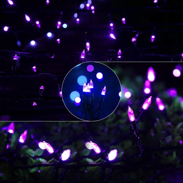 Ulkoiset Halloween-valosarjat, 200 violettia LED-valoa 8 tilalla