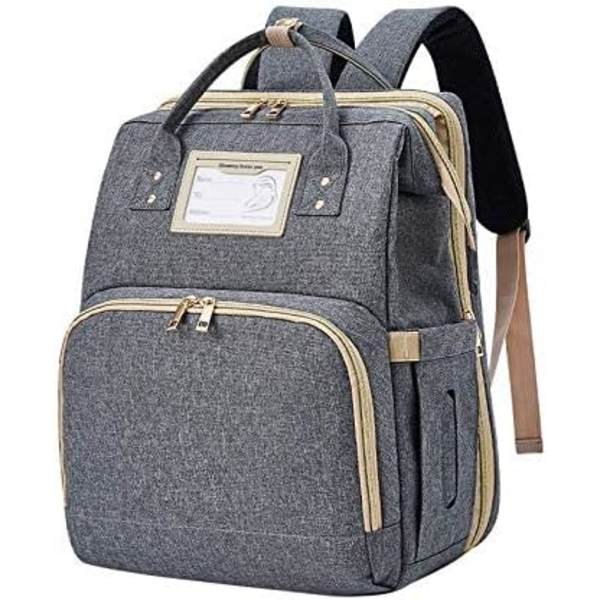 Baby Diaper Backpack - Multifunctional Diaper Bag with Foldable Crib