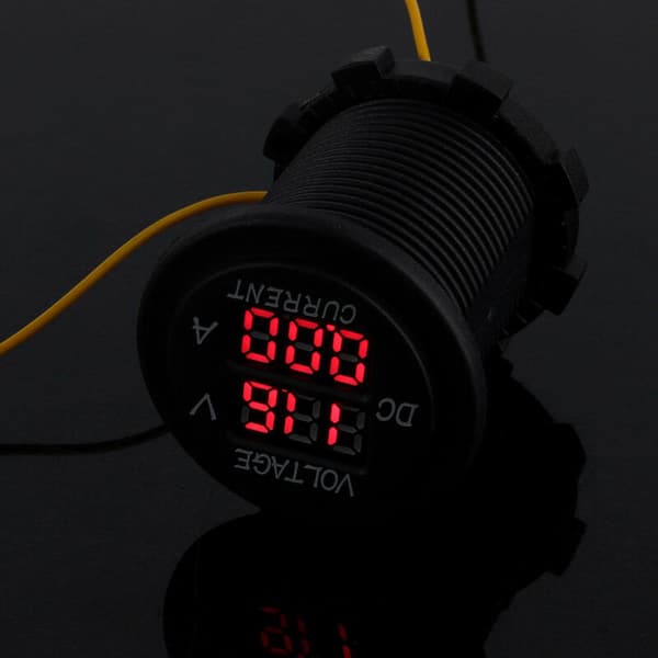Bil Motorcykel DC 12-24V Dobbelt LED Digital Voltmeter Amperemeter Amp Volt Måler