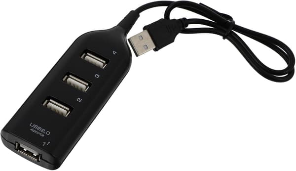 USB-hub 4-ports USB-forlænger til computere, bærbare computere, tablets, kompakt, let USB 2.0-udvider