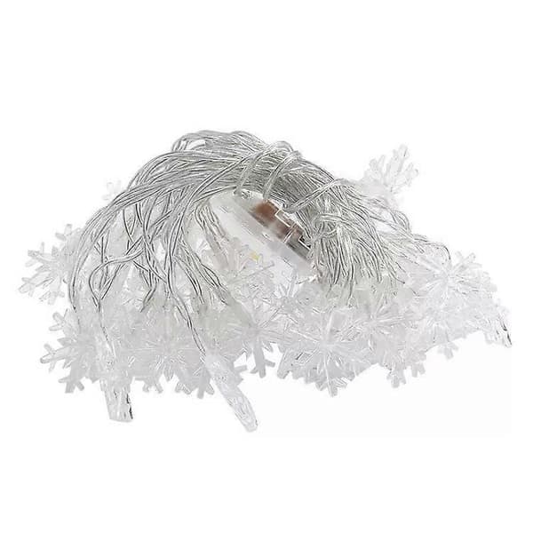 3m 20-LED Snowflake String Lights, Warm White Flashing Battery USB Christmas Decoration