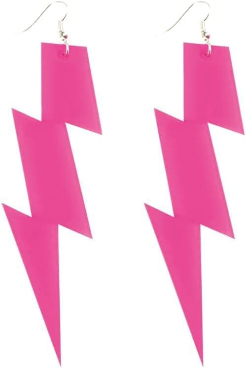 1 par (rosaröd) Blixtörhängen för Flash Bolt Dangle Neon