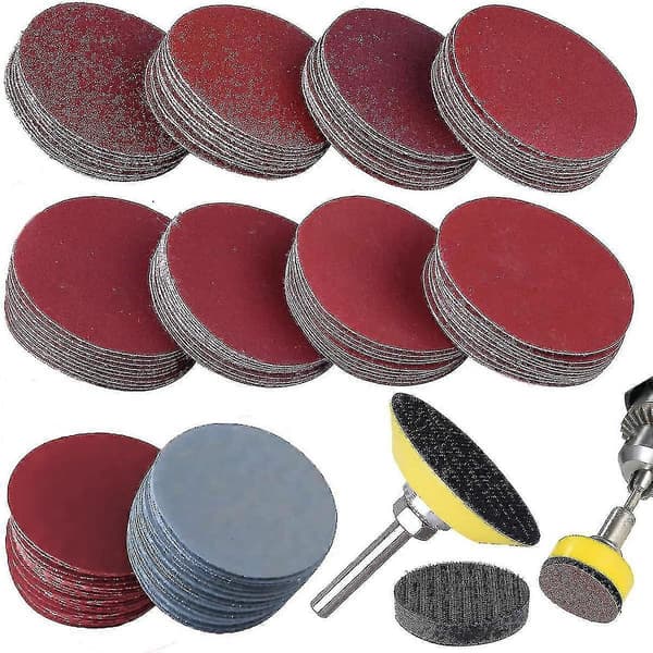 Abrasive Discs with Pads, 100-pack Sandpaper with Sponge Pads