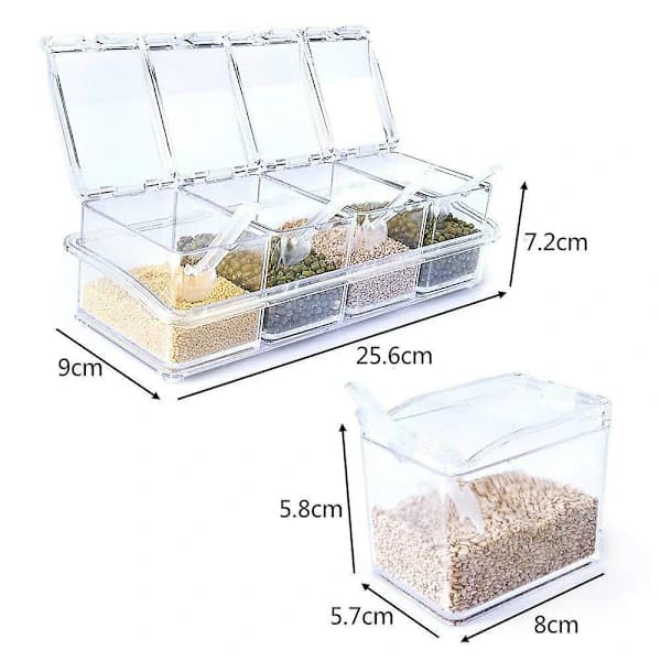 Spice Box Set 4 Pieces Transparent Bottles Salt Spice Jar, Spice Jars Kitchen Spice Container Storage