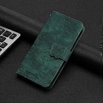 Compatible with iPhone 11 Pro Max Embossed Butterfly Case with Wallet and Kickstand Case - Green Green Green