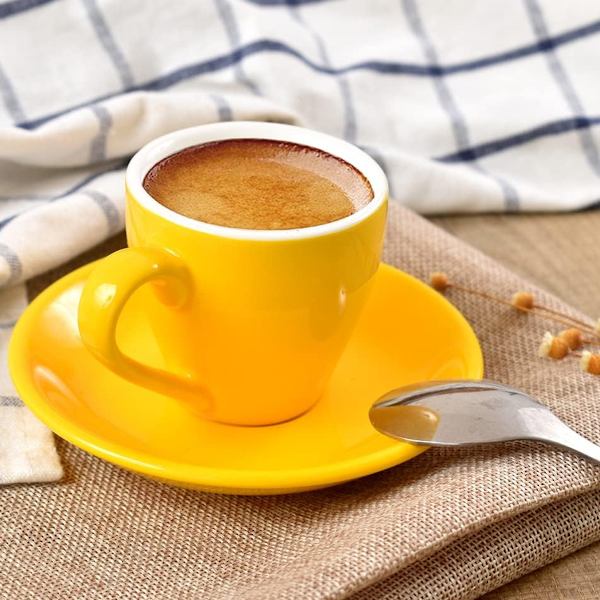 Porcelain Espresso Cup with Saucer, Espresso Cup, 80 ml / 2.7 oz Yellow