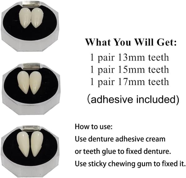 Retractable Halloween Realistic and Scary Vampire Fangs,