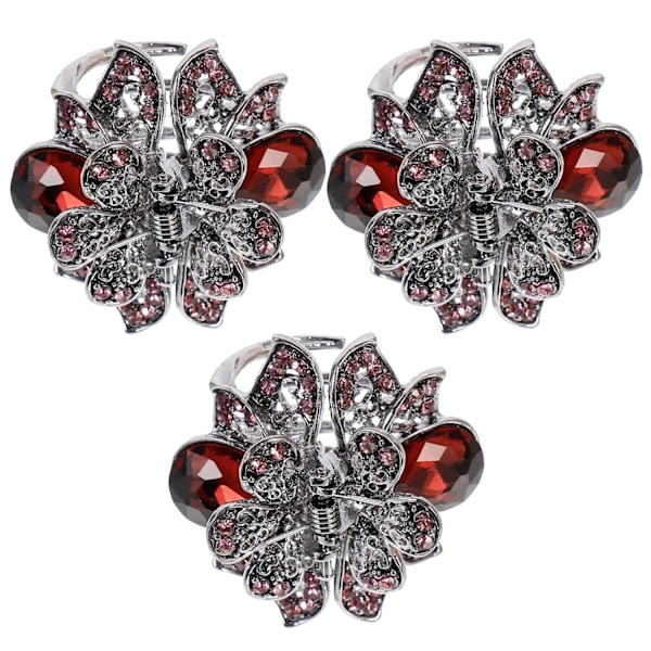 3 stk Metall Krystall Hårklipp Vintage Hårklo Jumbo Hårklemme Hårstyling Hårspenner Kjever Sinklegering Lilla Fancy Kvinne