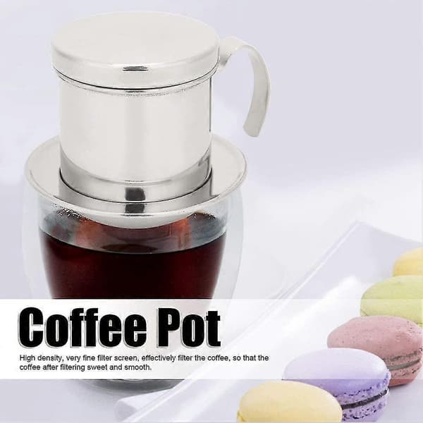 Vietnamesisk kaffefilter, rustfritt stål enkel kopp dryppbrygger kaffebrygger (wick)