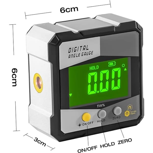 Digital Protractor - 360° Magnetic Spirit Level - LCD Display - with Storage Case