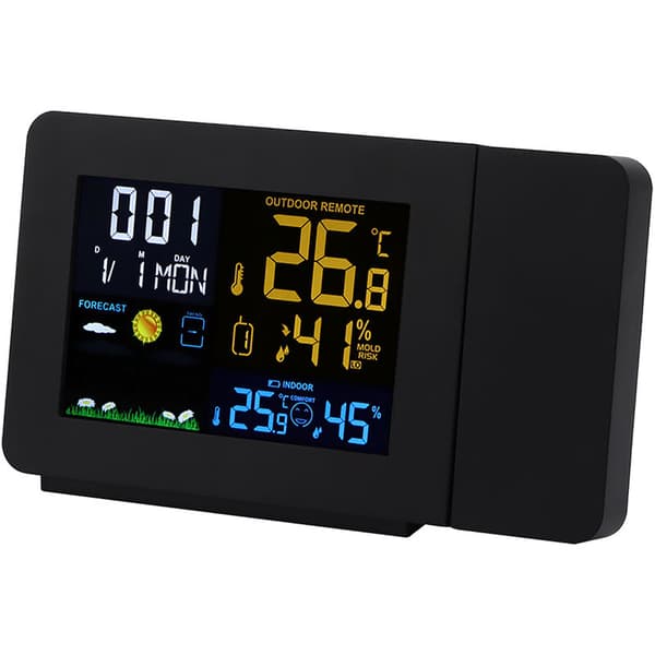 Multifunctional Electronic Alarm Clock with Color Screen Projection EU Plug 230-240V Black