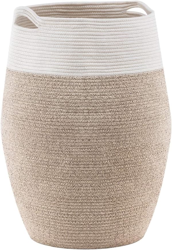 105L Cotton Laundry Hamper, Storage Basket, Large Basket with Handles, Brown Laundry Holder 2