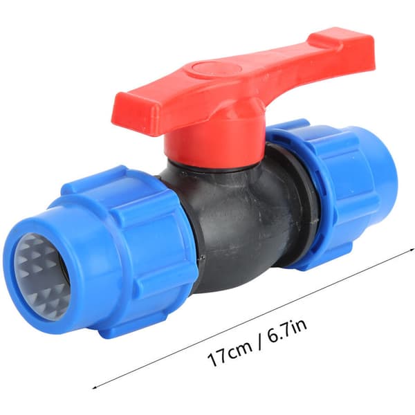 4-delt PE lige kugleventil stopventil til haveslangefittings tilbehør (2,5 cm)