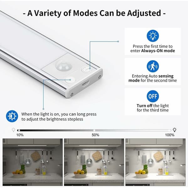 Rechargeable LED Wardrobe Light, 6000K, Wireless, Magnetic, Dimmable with Motion Sensor, Compatible with Wardrobe, Staircase, Kitchen, Hallway