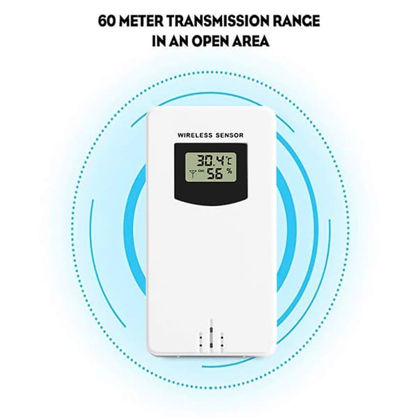 Værstasjon trådløs utendørssensor, utendørstermometer hygrometersensor vanntett trådløs fjernsensor med display