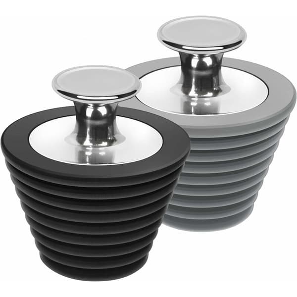 2-pak universelle badekarspropper, afløbspropper til badekar og håndvask, til afløbshuller 25mm-47mm, sort og grå