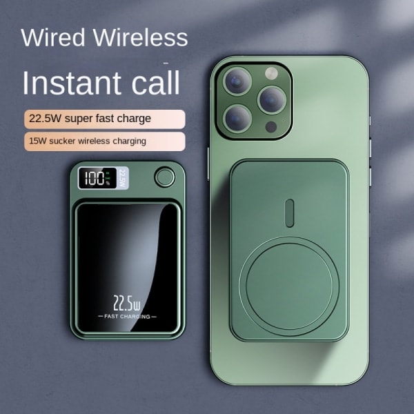 Magnetisk Portabel Laddare 20000 mAh Snabbladdning 22.5W Portabel MagSafe Powerbank Lila 20 000 MA green