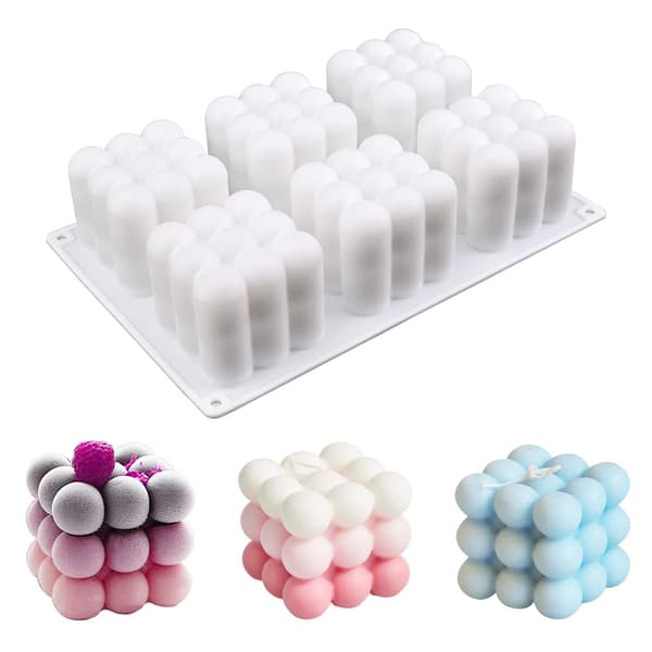 3D Boblelysforme - 6-hullers Bobleterning Silikoneform til Lysfremstilling Sæbefremstilling, Boblekageform til Bagning af Dessertmousse