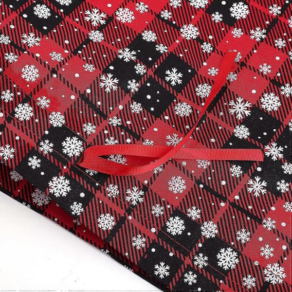 6-pack jul Buffalo Plaid-väskor med snöflingemönster, bomullspresentpåsar för julen