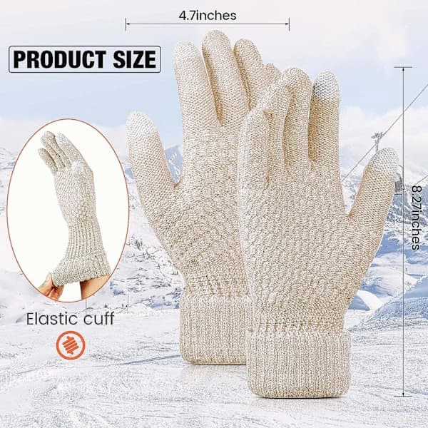 2 par Dame Vinter Touchscreen Handsker Varme Fleeceforede Strikkede Handsker Elastisk Manchet Vinter Teksthandsker